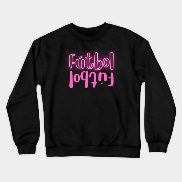 SCTX007 - Fútbol pink Glow outline & reverse reflection Crewneck Sweatshirt by Tee Vibes Co.